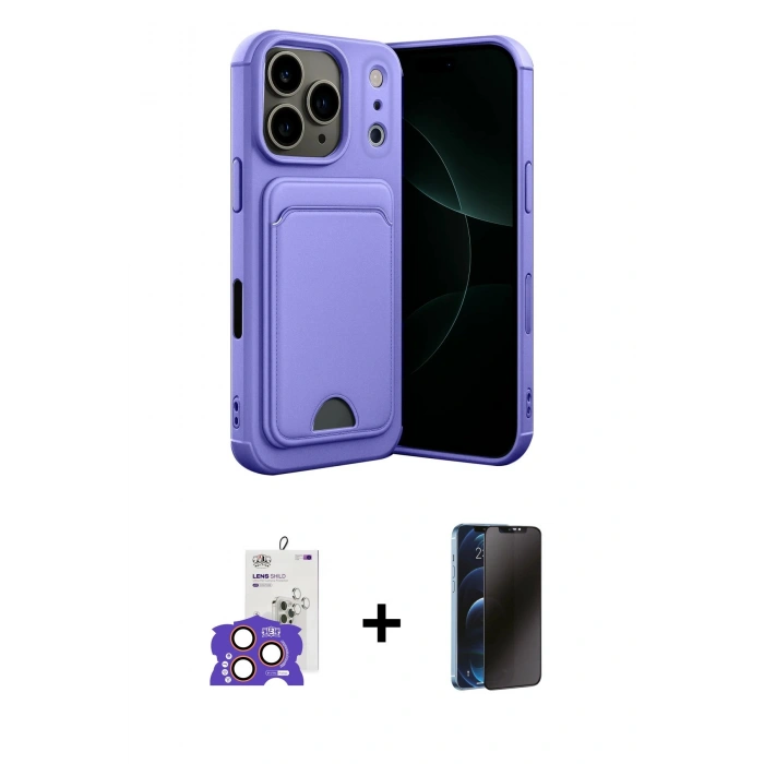 MARSİLYAN™- iPhone 17 Pro Max Kılıf Vadi Çizgi Prime - Siyah 3D Antistatik Hayalet Cam Ekran Koruyucu + Bilvis Titan Kamera Lens - TU