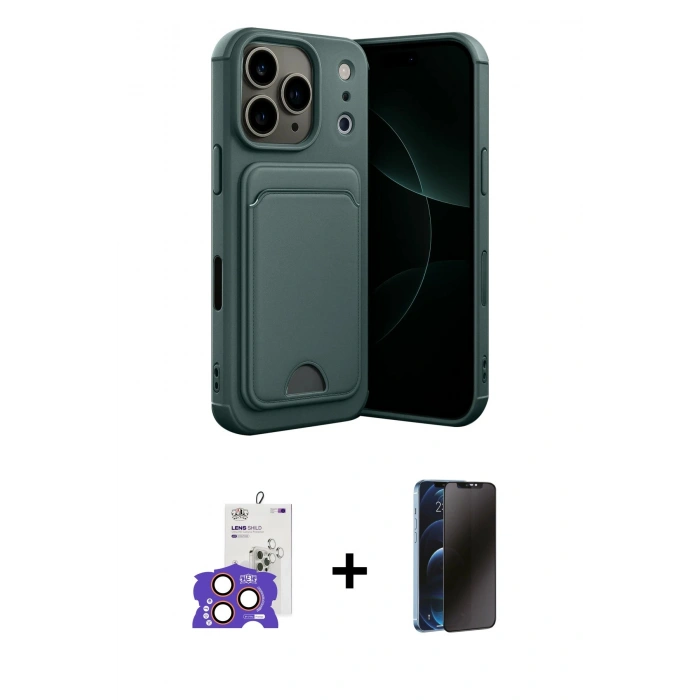 MARSİLYAN™- iPhone 17 Pro Max Kılıf Vadi Çizgi Prime - Siyah 3D Antistatik Hayalet Cam Ekran Koruyucu + Bilvis Titan Kamera Lens - TU