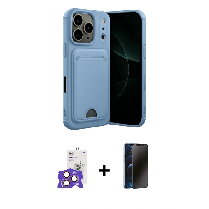 MARSİLYAN™- iPhone 17 Pro Max Kılıf Vadi Çizgi Prime - Siyah 3D Antistatik Hayalet Cam Ekran Koruyucu + Bilvis Titan Kamera Lens - TU
