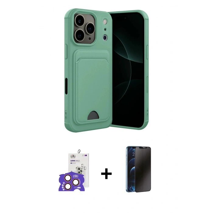 MARSİLYAN™- iPhone 17 Pro Max Kılıf Vadi Çizgi Prime - Siyah 3D Antistatik Hayalet Cam Ekran Koruyucu + Bilvis Titan Kamera Lens - TU