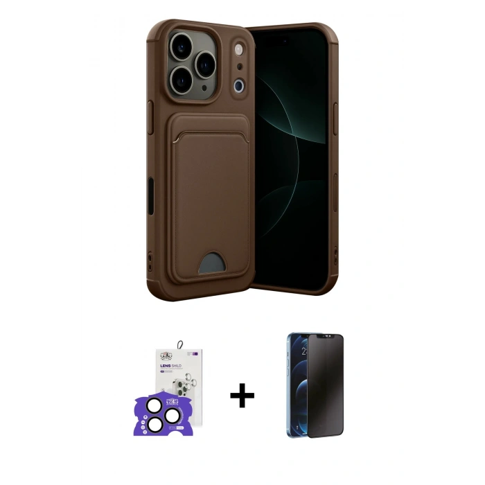 MARSİLYAN™- iPhone 17 Pro Max Kılıf Vadi Çizgi Prime - Siyah 3D Antistatik Hayalet Cam Ekran Koruyucu + Bilvis Titan Kamera Lens - NLGY
