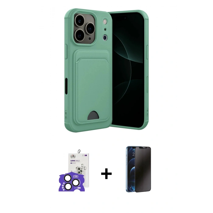 MARSİLYAN™- iPhone 17 Pro Max Kılıf Vadi Çizgi Prime - Siyah 3D Antistatik Hayalet Cam Ekran Koruyucu + Bilvis Titan Kamera Lens - NLGY