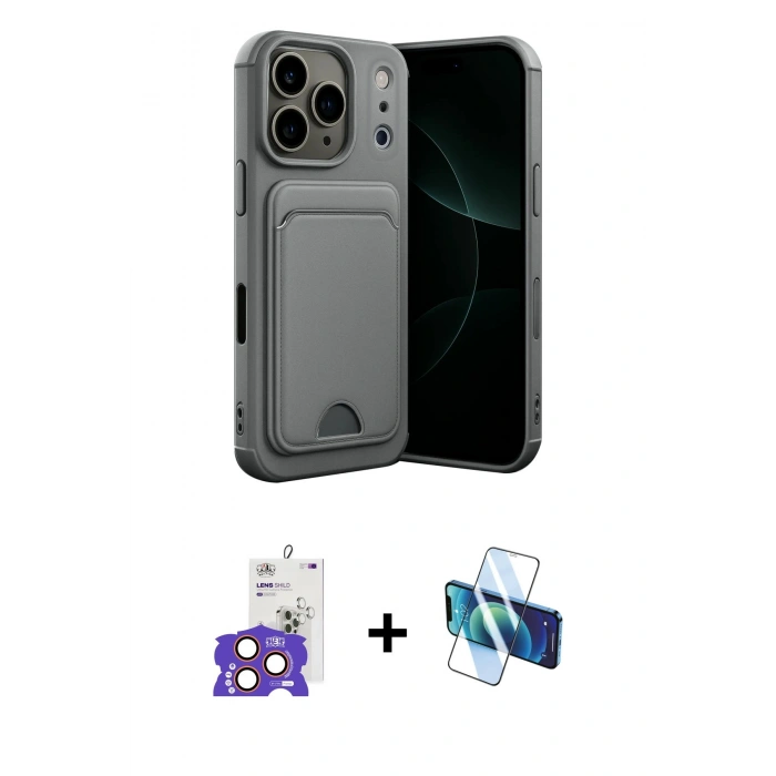 MARSİLYAN™- iPhone 17 Pro Max Kılıf Vadi Çizgi Prime - Siyah 3D Antistatik Seramik Nano Ekran Koruyucu + Bilvis Titan Kamera Lens - TU