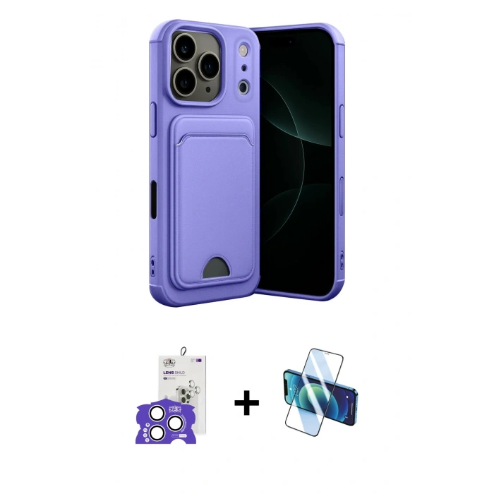 MARSİLYAN™- iPhone 17 Pro Max Kılıf Vadi Çizgi Prime - Siyah 3D Antistatik Seramik Nano Ekran Koruyucu + Gümüş Bilvis Titan Kamera Lens