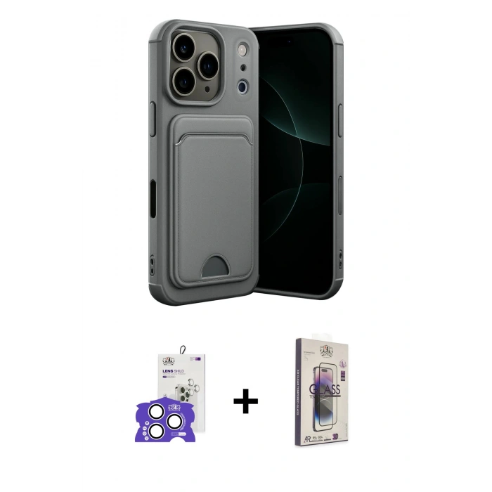 MARSİLYAN™- iPhone 17 Pro Max Kılıf Vadi Çizgi Prime - Siyah Bilvis 3D Cam Ekran Koruyucu + Bilvis Titan Kamera Lens - GS