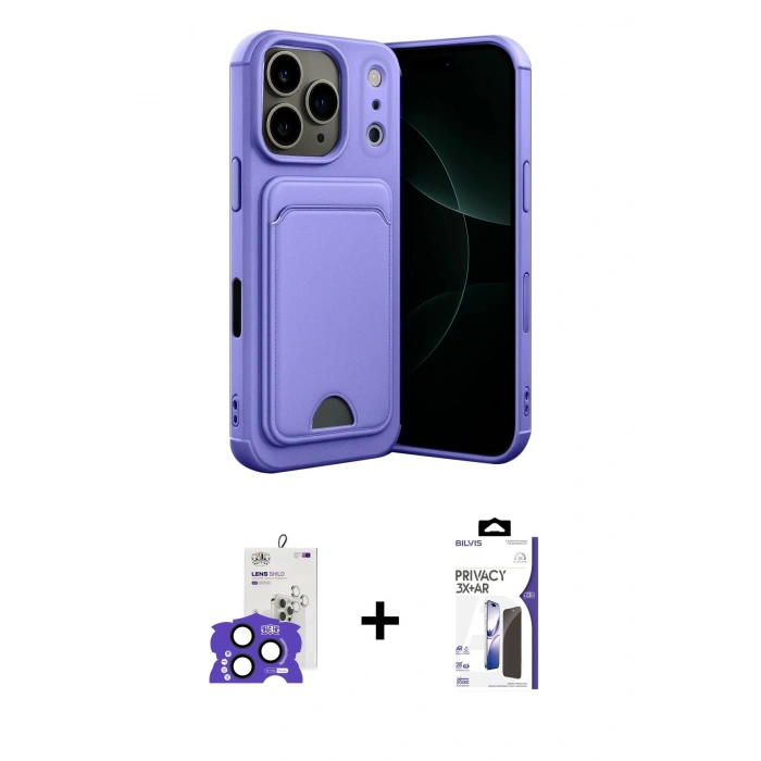 MARSİLYAN™- iPhone 17 Pro Max Kılıf Vadi Çizgi Prime - Siyah Bilvis 3X AR Hayalet Cam Ekran Koruyucu + Bilvis Titan Kamera Lens - LT