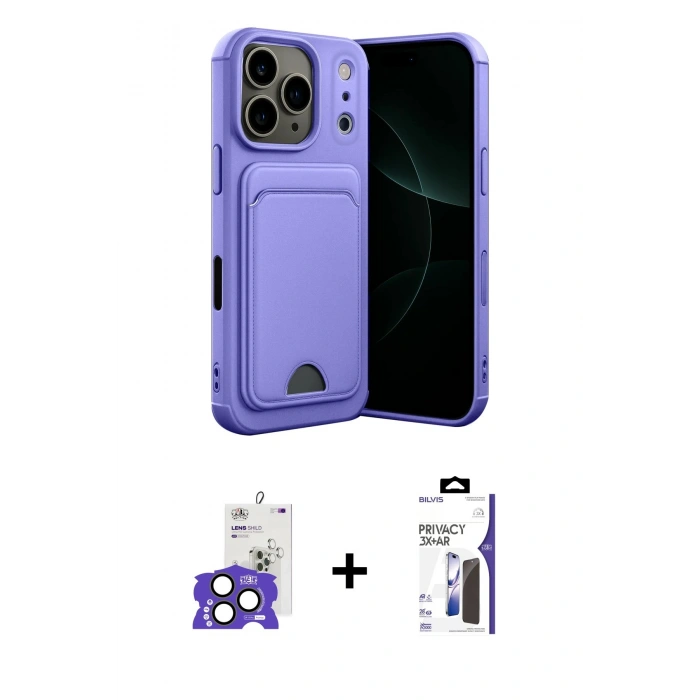 MARSİLYAN™- iPhone 17 Pro Max Kılıf Vadi Çizgi Prime - Siyah Bilvis 3X AR Hayalet Cam Ekran Koruyucu + Bilvis Titan Kamera Lens - NLGY