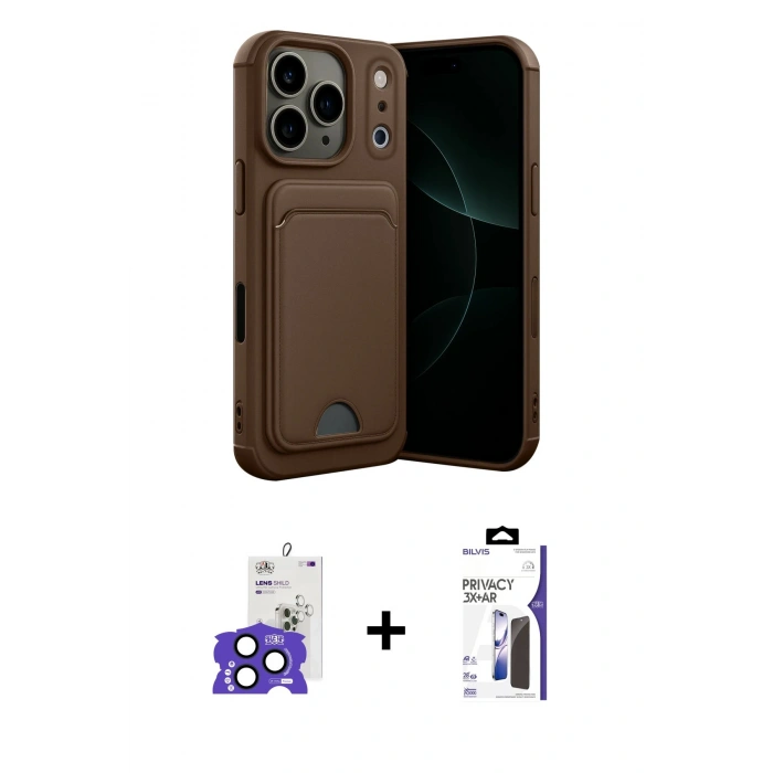 MARSİLYAN™- iPhone 17 Pro Max Kılıf Vadi Çizgi Prime - Siyah Bilvis 3X AR Hayalet Cam Ekran Koruyucu + Bilvis Titan Kamera Lens - LT