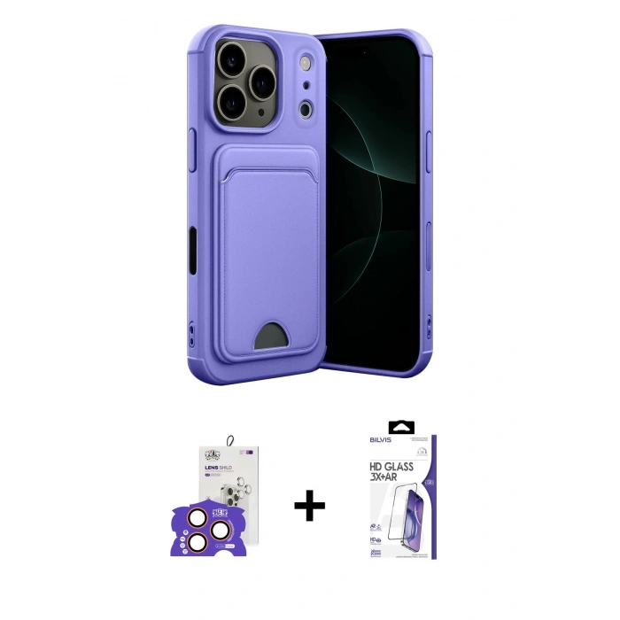 MARSİLYAN™- iPhone 17 Pro Max Kılıf Vadi Çizgi Prime - Siyah Bilvis 3X AR HD Cam Ekran Koruyucu + Bilvis Titan Kamera Lens - TU