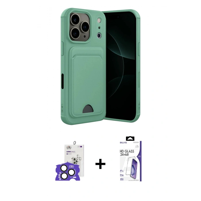MARSİLYAN™- iPhone 17 Pro Max Kılıf Vadi Çizgi Prime - Siyah Bilvis 3X AR HD Cam Ekran Koruyucu + Bilvis Titan Kamera Lens - NLGY