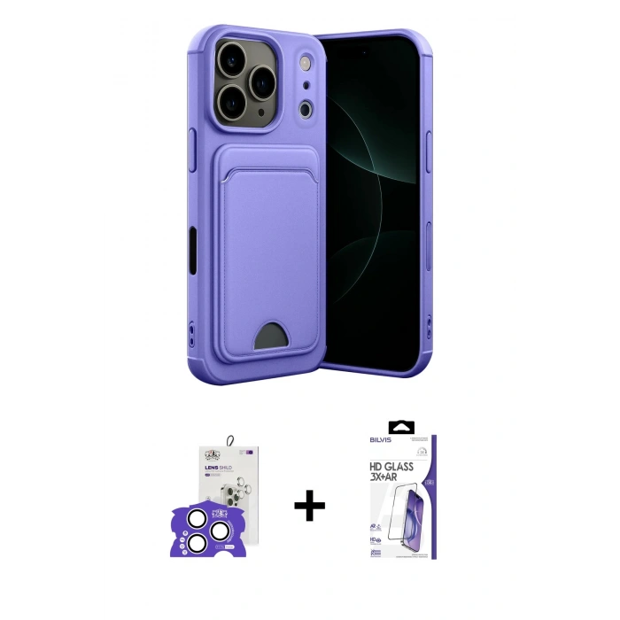 MARSİLYAN™- iPhone 17 Pro Max Kılıf Vadi Çizgi Prime - Siyah Bilvis 3X AR HD Cam Ekran Koruyucu + Bilvis Titan Kamera Lens - GS