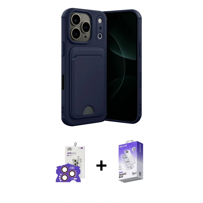 MARSİLYAN™- iPhone 17 Pro Max Kılıf Vadi Çizgi Prime - Siyah Bilvis 5in1 3D Magic Cam Ekran Koruyucu + Bilvis Titan Kamera Lens - TU