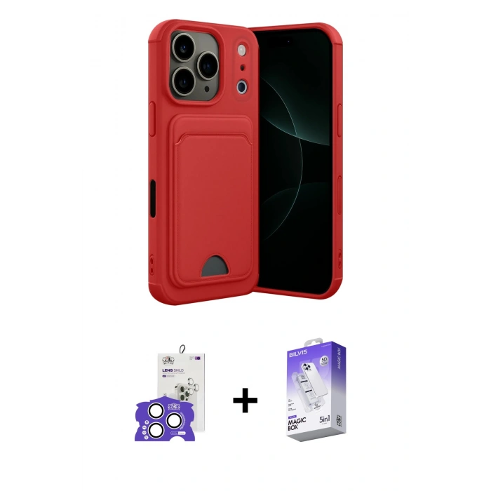 MARSİLYAN™- iPhone 17 Pro Max Kılıf Vadi Çizgi Prime - Siyah Bilvis 5in1 3D Magic Cam Ekran Koruyucu + Bilvis Titan Kamera Lens - GS