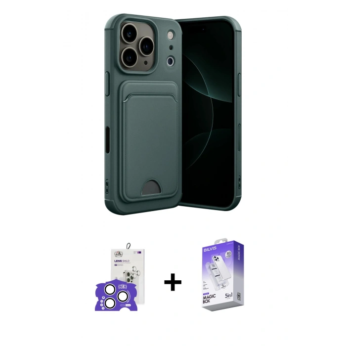 MARSİLYAN™- iPhone 17 Pro Max Kılıf Vadi Çizgi Prime - Siyah Bilvis 5in1 3D Magic Cam Ekran Koruyucu + Bilvis Titan Kamera Lens - GS