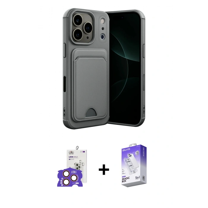 MARSİLYAN™- iPhone 17 Pro Max Kılıf Vadi Çizgi Prime - Siyah Bilvis 5in1 3D Magic Cam Ekran Koruyucu + Bilvis Titan Kamera Lens - TU