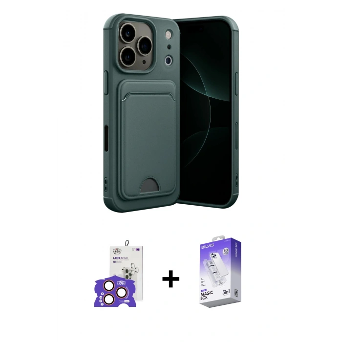 MARSİLYAN™- iPhone 17 Pro Max Kılıf Vadi Çizgi Prime - Siyah Bilvis 5in1 3D Magic Cam Ekran Koruyucu + Bilvis Titan Kamera Lens - TU