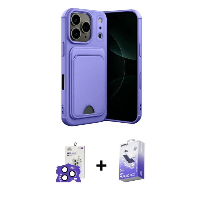 MARSİLYAN™- iPhone 17 Pro Max Kılıf Vadi Çizgi Prime - Siyah Bilvis 5in1 5D Magic Hayalet Cam Ekran Koruyucu + Bilvis Titan Kamera Lens - LT