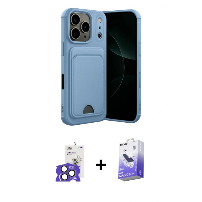 MARSİLYAN™- iPhone 17 Pro Max Kılıf Vadi Çizgi Prime - Siyah Bilvis 5in1 5D Magic Hayalet Cam Ekran Koruyucu + Bilvis Titan Kamera Lens - NLGY