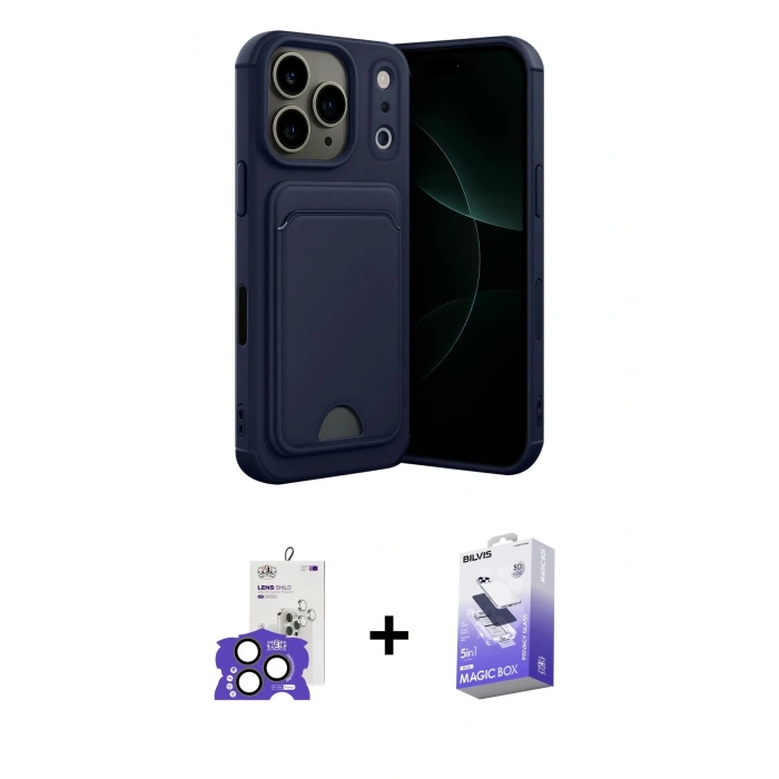 MARSİLYAN™- iPhone 17 Pro Max Kılıf Vadi Çizgi Prime - Siyah Bilvis 5in1 5D Magic Hayalet Cam Ekran Koruyucu + Bilvis Titan Kamera Lens - NLGY