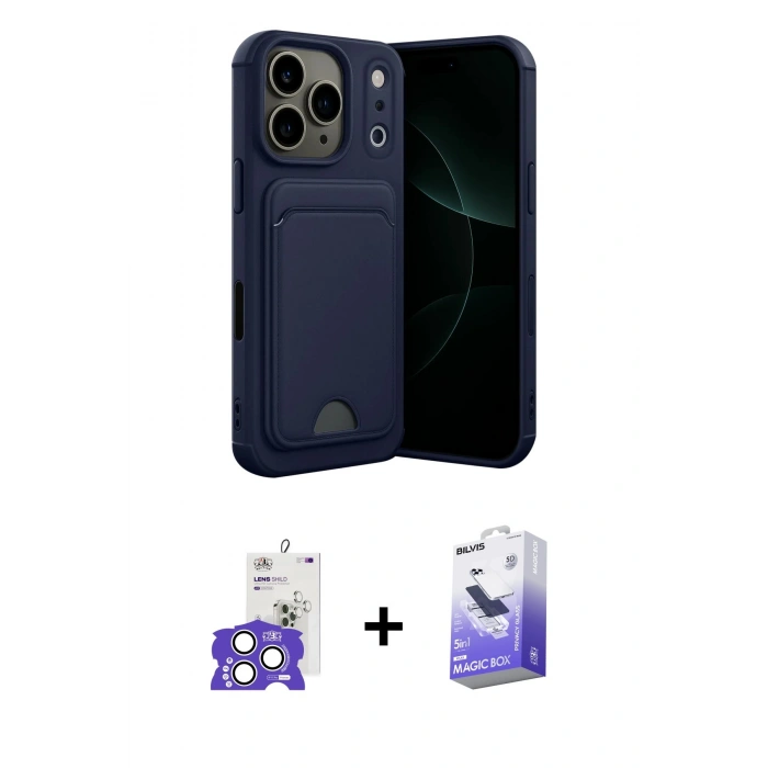 MARSİLYAN™- iPhone 17 Pro Max Kılıf Vadi Çizgi Prime - Siyah Bilvis 5in1 5D Magic Hayalet Cam Ekran Koruyucu + Bilvis Titan Kamera Lens - GS