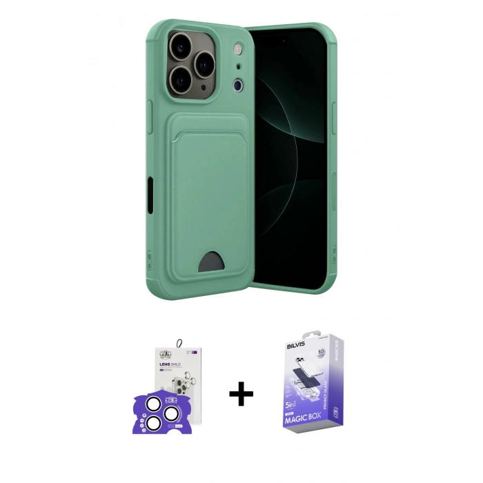 MARSİLYAN™- iPhone 17 Pro Max Kılıf Vadi Çizgi Prime - Siyah Bilvis 5in1 5D Magic Hayalet Cam Ekran Koruyucu + Bilvis Titan Kamera Lens - GS