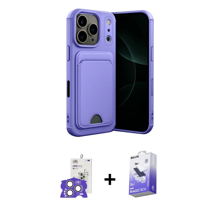 MARSİLYAN™- iPhone 17 Pro Max Kılıf Vadi Çizgi Prime - Siyah Bilvis 5in1 5D Magic Hayalet Cam Ekran Koruyucu + Bilvis Titan Kamera Lens - GS