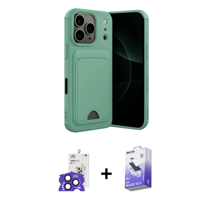 MARSİLYAN™- iPhone 17 Pro Max Kılıf Vadi Çizgi Prime - Siyah Bilvis 5in1 5D Magic Hayalet Cam Ekran Koruyucu + Bilvis Titan Kamera Lens - LT