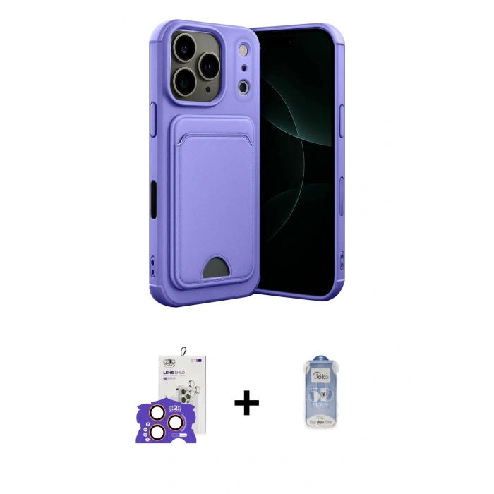 MARSİLYAN™- iPhone 17 Pro Max Kılıf Vadi Çizgi Prime - Siyah Joko Magic 5D Cam + Turuncu Bilvis Titan Kamera Lens