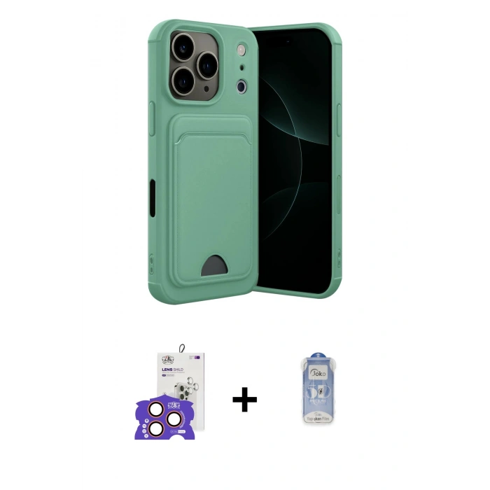 MARSİLYAN™- iPhone 17 Pro Max Kılıf Vadi Çizgi Prime - Siyah Joko Magic 5D Cam + Turuncu Bilvis Titan Kamera Lens