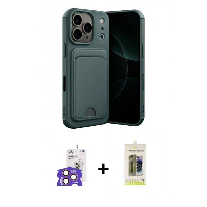 MARSİLYAN™- iPhone 17 Pro Max Kılıf Vadi Çizgi Prime - Siyah Joko Magic 5D Hayalet Cam + Bilvis Titan Kamera Lens - TU