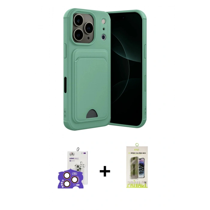 MARSİLYAN™- iPhone 17 Pro Max Kılıf Vadi Çizgi Prime - Siyah Joko Magic 5D Hayalet Cam + Bilvis Titan Kamera Lens - TU