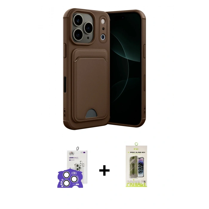 MARSİLYAN™- iPhone 17 Pro Max Kılıf Vadi Çizgi Prime - Siyah Joko Magic 5D Hayalet Cam + Gümüş Bilvis Titan Kamera Lens