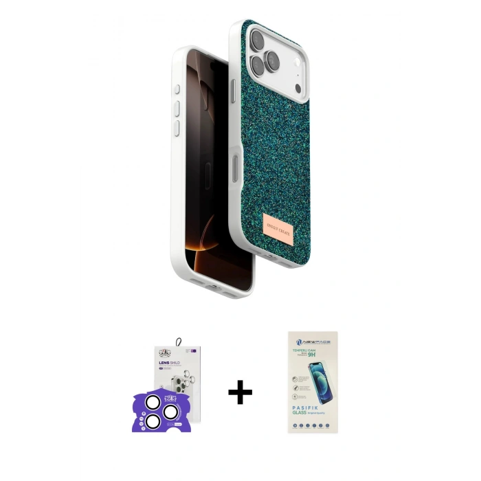 MARSİLYAN™- iPhone 17 Pro Max Kılıf Vadi Klasik Serisi - Şeffaf Pasifik Cam Ekran Koruyucu + Bilvis Titan Kamera Lens - GS