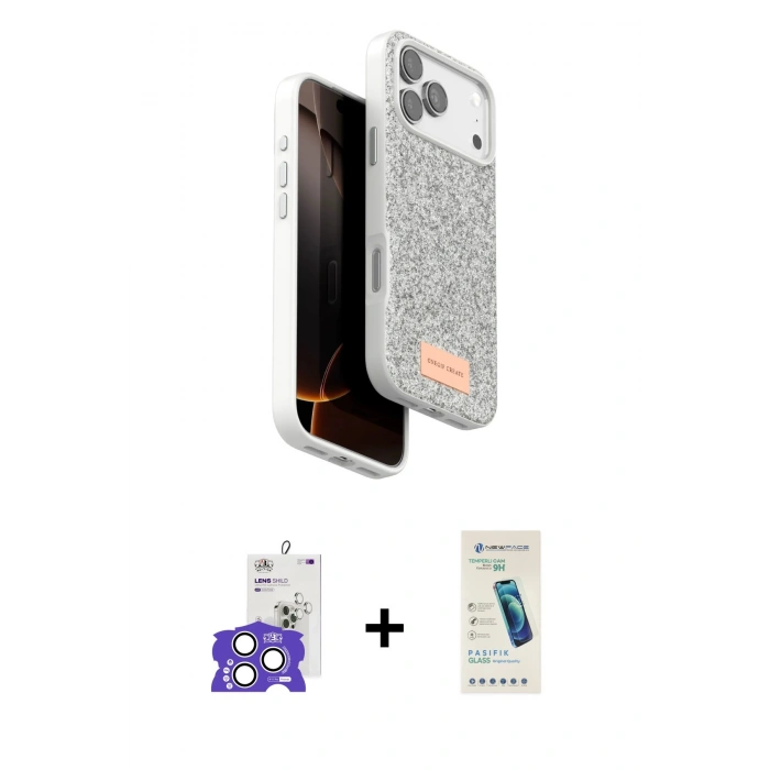 MARSİLYAN™- iPhone 17 Pro Max Kılıf Vadi Klasik Serisi - Şeffaf Pasifik Cam Ekran Koruyucu + Bilvis Titan Kamera Lens - GS