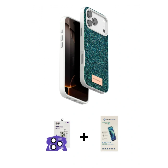 MARSİLYAN™- iPhone 17 Pro Max Kılıf Vadi Klasik Serisi - Şeffaf Pasifik Cam Ekran Koruyucu + Bilvis Titan Kamera Lens - LT