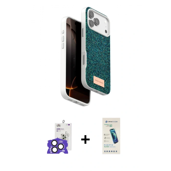 MARSİLYAN™- iPhone 17 Pro Max Kılıf Vadi Klasik Serisi - Şeffaf Pasifik Cam Ekran Koruyucu + Natural Grey Bilvis Titan Kamera Lens