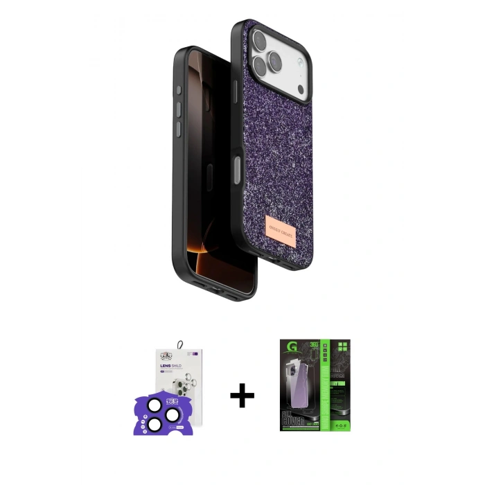 MARSİLYAN™- iPhone 17 Pro Max Kılıf Vadi Klasik Serisi - Siyah 360 Mat Full Body Arka Koruyucu + Bilvis Titan Kamera Lens - LT