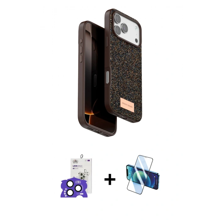 MARSİLYAN™- iPhone 17 Pro Max Kılıf Vadi Klasik Serisi - Siyah 3D Antistatik Cam Ekran Koruyucu + Bilvis Titan Kamera Lens - LT