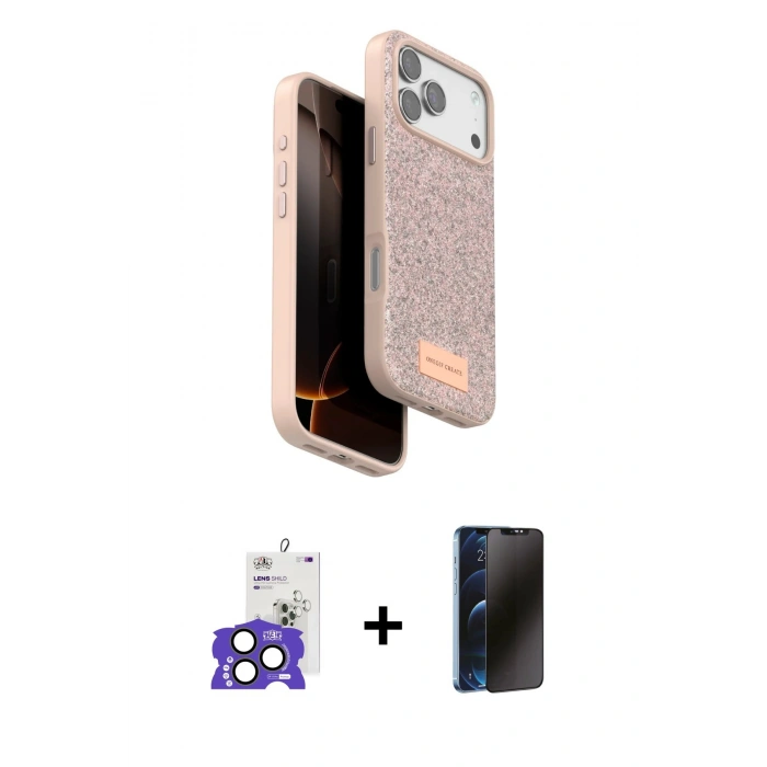 MARSİLYAN™- iPhone 17 Pro Max Kılıf Vadi Klasik Serisi - Siyah 3D Antistatik Hayalet Cam Ekran Koruyucu + Bilvis Titan Kamera Lens - NLGY