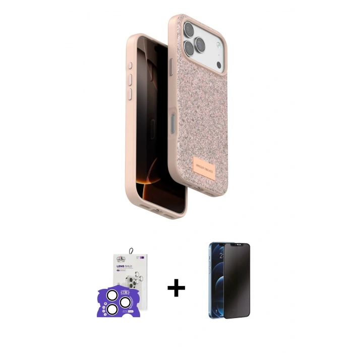 MARSİLYAN™- iPhone 17 Pro Max Kılıf Vadi Klasik Serisi - Siyah 3D Antistatik Hayalet Cam Ekran Koruyucu + Bilvis Titan Kamera Lens - GS