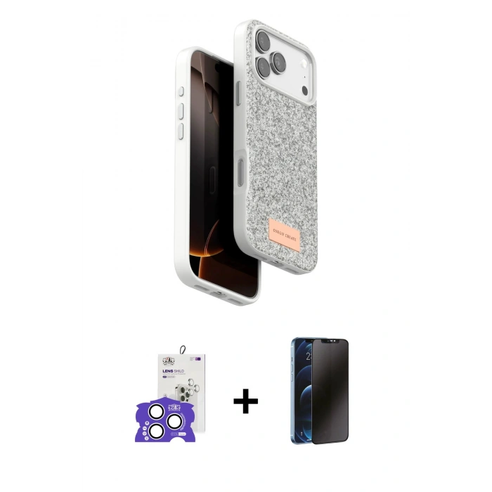 MARSİLYAN™- iPhone 17 Pro Max Kılıf Vadi Klasik Serisi - Siyah 3D Antistatik Hayalet Cam Ekran Koruyucu + Bilvis Titan Kamera Lens - GS