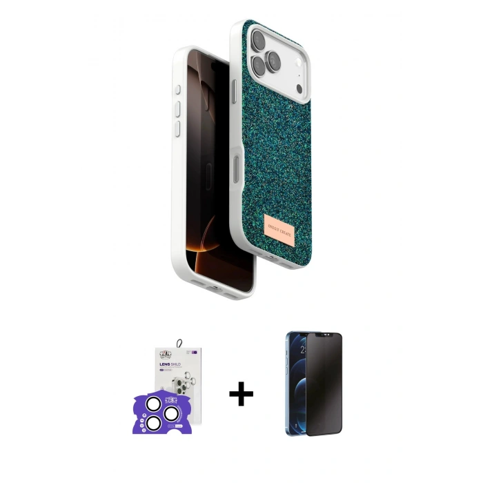 MARSİLYAN™- iPhone 17 Pro Max Kılıf Vadi Klasik Serisi - Siyah 3D Antistatik Hayalet Cam Ekran Koruyucu + Bilvis Titan Kamera Lens - GS
