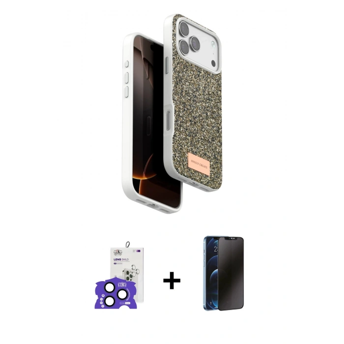 MARSİLYAN™- iPhone 17 Pro Max Kılıf Vadi Klasik Serisi - Siyah 3D Antistatik Hayalet Cam Ekran Koruyucu + Bilvis Titan Kamera Lens - LT