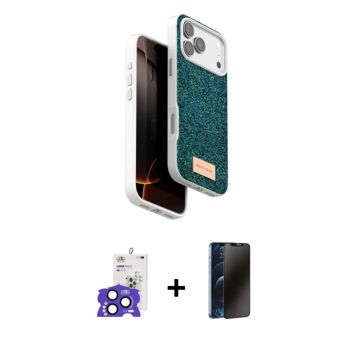 MARSİLYAN™- iPhone 17 Pro Max Kılıf Vadi Klasik Serisi - Siyah 3D Antistatik Hayalet Cam Ekran Koruyucu + Bilvis Titan Kamera Lens - LT