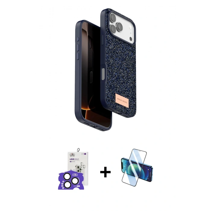 MARSİLYAN™- iPhone 17 Pro Max Kılıf Vadi Klasik Serisi - Siyah 3D Antistatik Seramik Nano Ekran Koruyucu + Natural Grey Bilvis Titan Kamera Lens