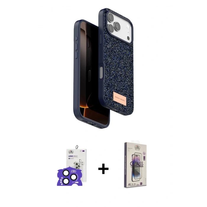 MARSİLYAN™- iPhone 17 Pro Max Kılıf Vadi Klasik Serisi - Siyah Bilvis 3D Cam Ekran Koruyucu + Bilvis Titan Kamera Lens - LT