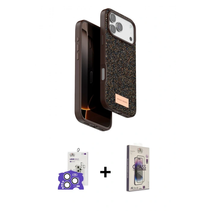 MARSİLYAN™- iPhone 17 Pro Max Kılıf Vadi Klasik Serisi - Siyah Bilvis 3D Cam Ekran Koruyucu + Bilvis Titan Kamera Lens - GS
