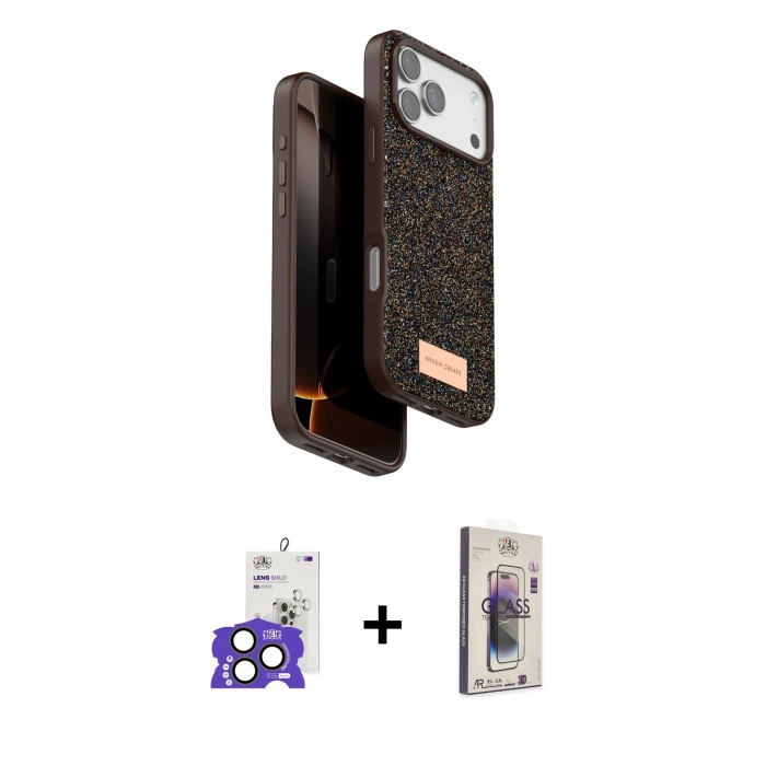 MARSİLYAN™- iPhone 17 Pro Max Kılıf Vadi Klasik Serisi - Siyah Bilvis 3D Cam Ekran Koruyucu + Bilvis Titan Kamera Lens - NLGY