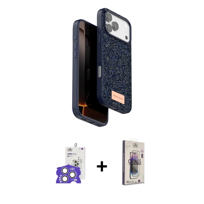 MARSİLYAN™- iPhone 17 Pro Max Kılıf Vadi Klasik Serisi - Siyah Bilvis 3D Cam Ekran Koruyucu + Bilvis Titan Kamera Lens - GS