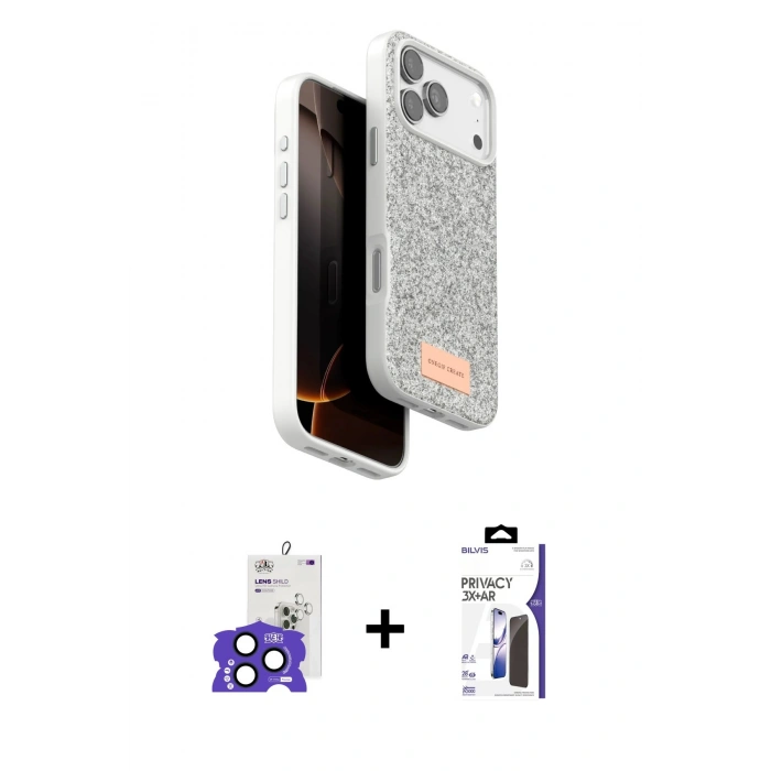 MARSİLYAN™- iPhone 17 Pro Max Kılıf Vadi Klasik Serisi - Siyah Bilvis 3X AR Hayalet Cam Ekran Koruyucu + Bilvis Titan Kamera Lens - LT